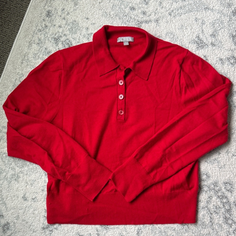 J. Crew Featherweight cashmere blend long sleeve polo